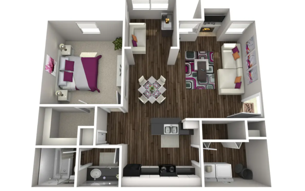 Albizia - 1 bedroom floorplan layout with 1 bathroom and 712 square feet