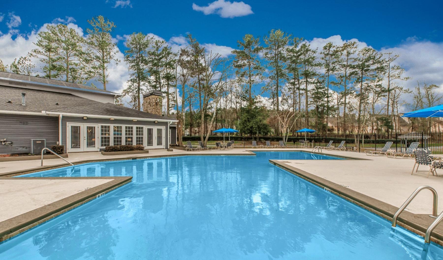 a swimming pool in a backyard